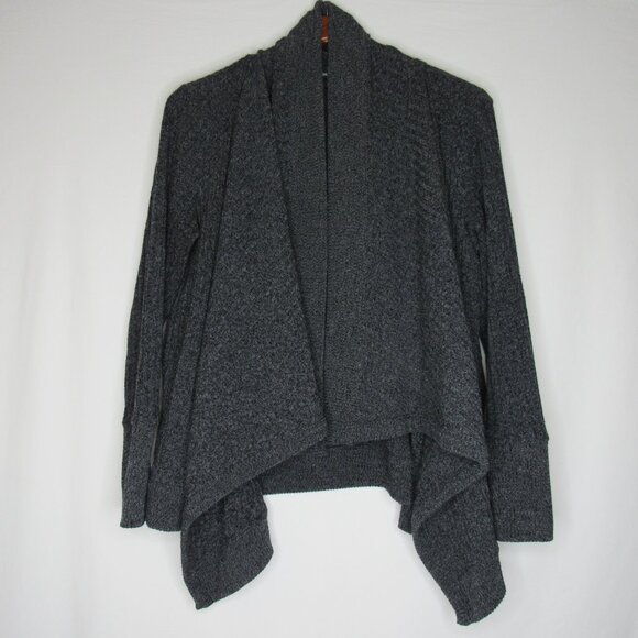 Athleta TIBURON Charcoal Gray Black Drape Wrap Sweater Women's M Medium - Picture 7 of 9